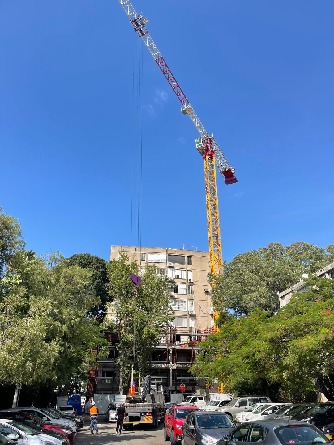 התקנת עגורן בתמ''א 38 פרנקל 8 רמת אביב